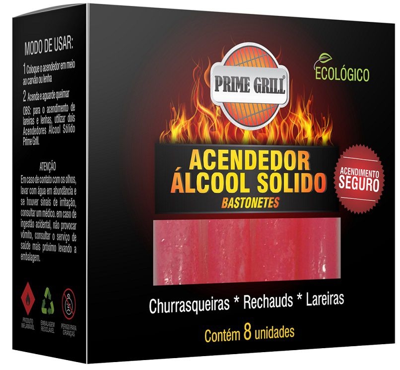 Acendedor Solido Bastonete Prime Grill Estojo